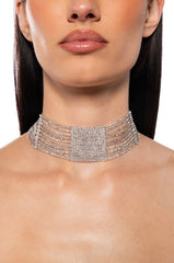 PAY ME IN DIAMONDS CHOKER IN SILVER