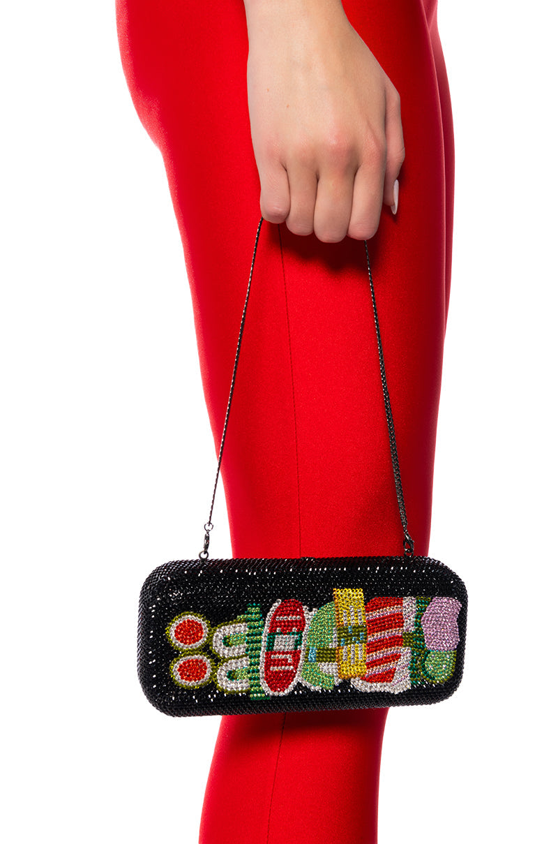 SUSHI RHINESTONE CLUTCH
