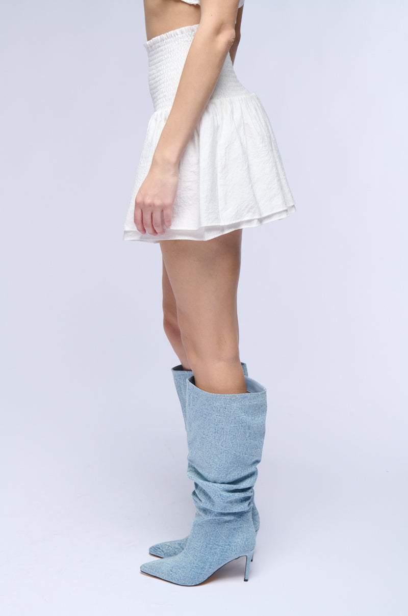 THE KYLIE SMOCKED MINI SKIRT