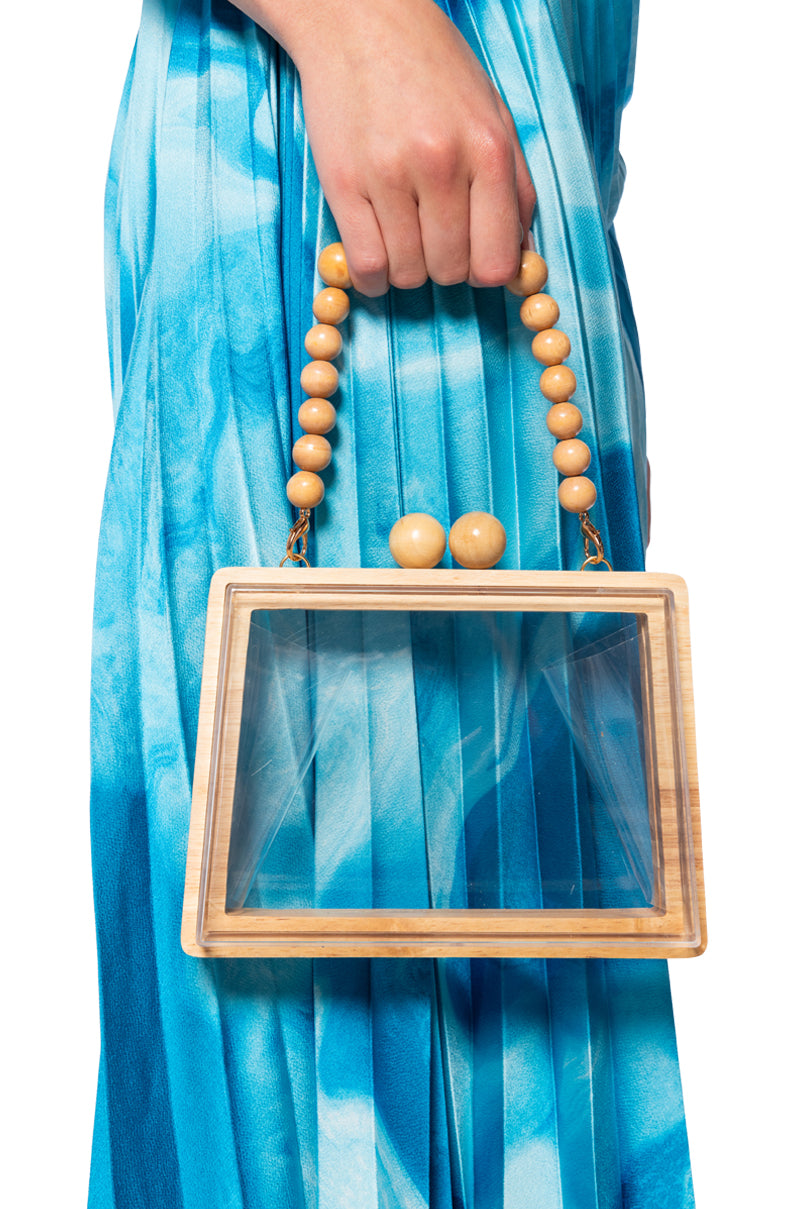 WOOD FRAME CLEAR PURSE